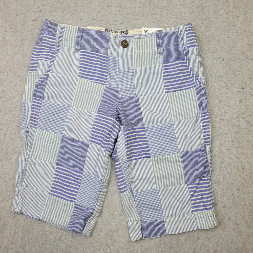 Vintage‎ Y2K American Eagle Outfitters Low Rise Plaid Patchwork Long Shorts 4